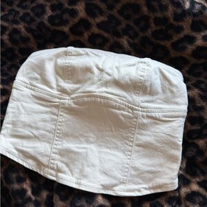 Forever 21 Cream Zip-Up Top